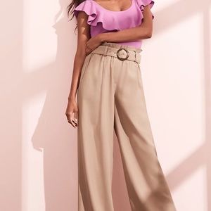 NTW Belted Flannel Wide Leg Pant